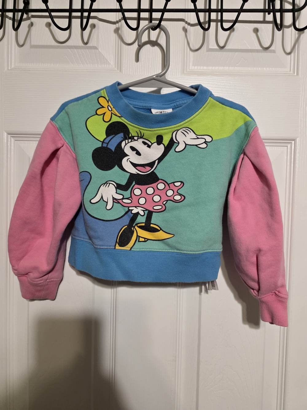 Disney Minnie Mouse Colorblock Crewneck Sweatshirt - Pink, Blue & Green